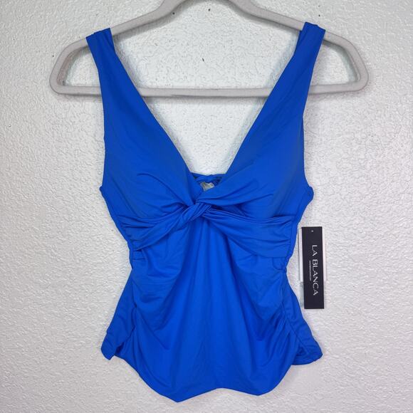 La Blanca Other - La Blanca Swim Top Womens 4 Twist Front Tankini Adjustable Straps Blue NEW